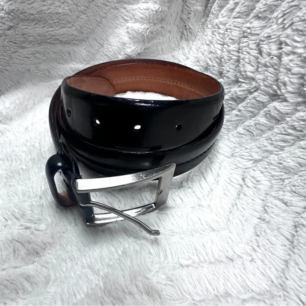 Andrea D'amico Men’s Black Leather Belt Made in Italy, 34
